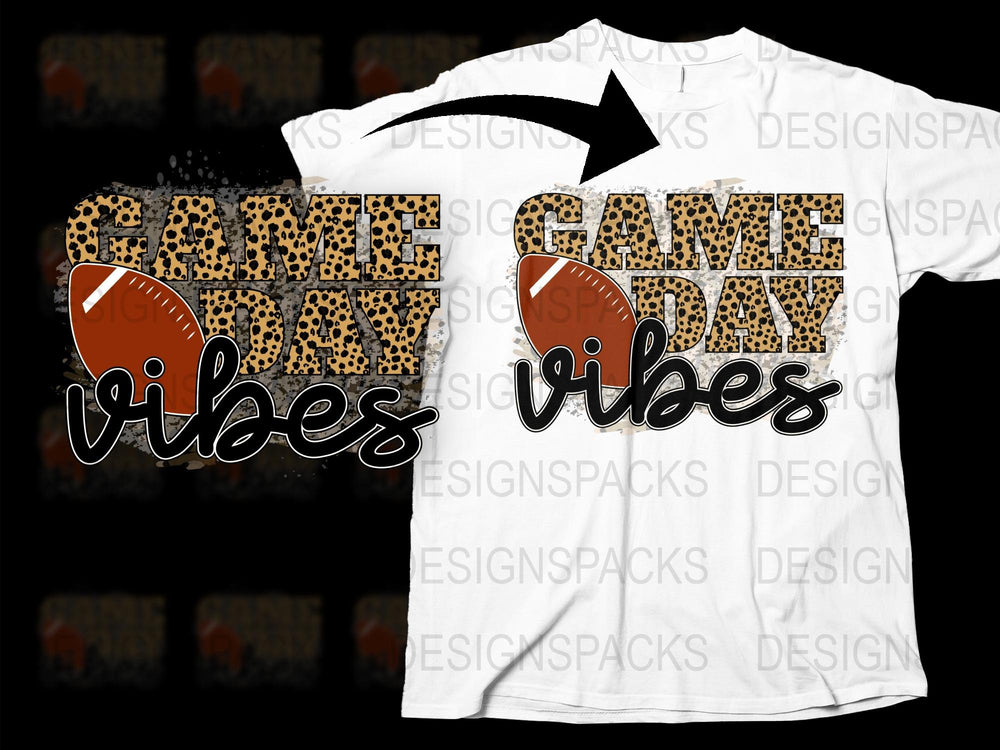 Game Day Vibes T-Shirt, Leopard Print Football Graphic Tee, Sports Fan Apparel, Casual Game Day Outfit, Trendy Sports Shirt, Unisex Fit