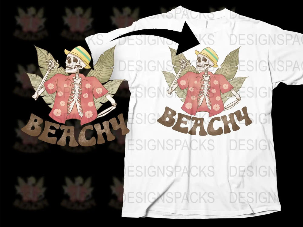 Beachy Skull T-Shirt With Angel Wings and Hat, Colorful Skeleton Graphic Tee, Unisex Summer Apparel