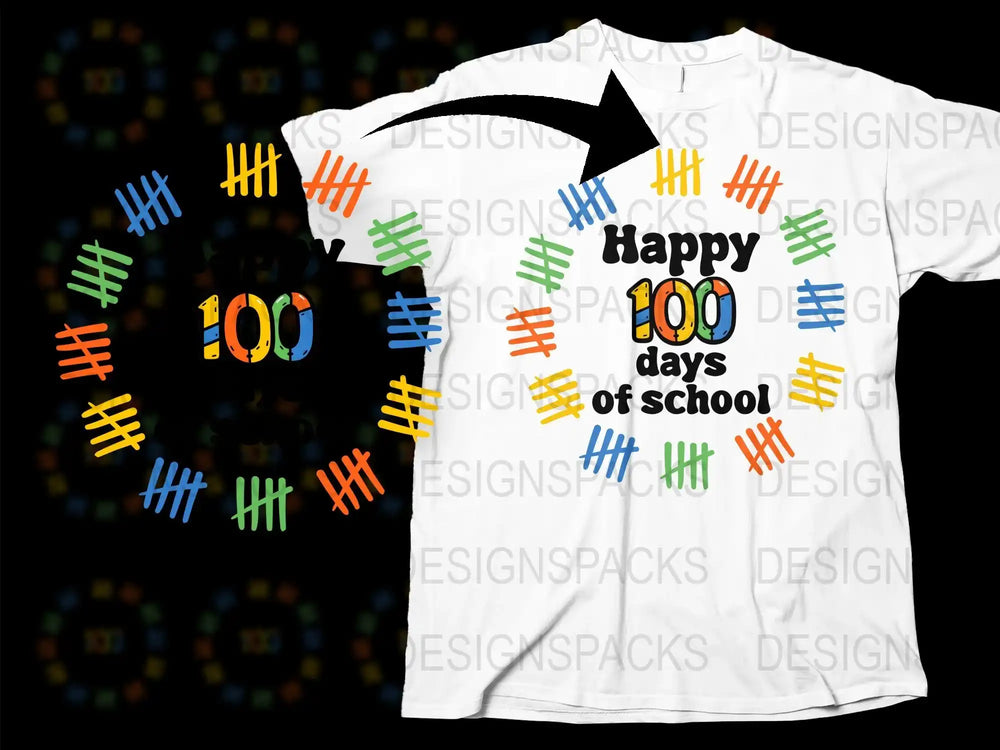 Happy 100 Days of School T-Shirt, Colorful Celebration Shirt for Kids, Fun School Milestone Tee