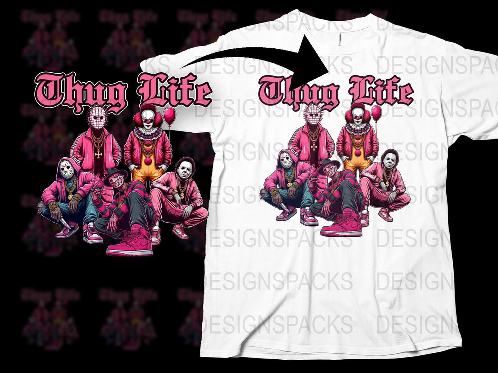 Thug Life Graphic T-Shirt, Colorful Clown Design, Urban Streetwear, Hip Hop Style Tee, Unique Bold Fashion, Casual Wear for All