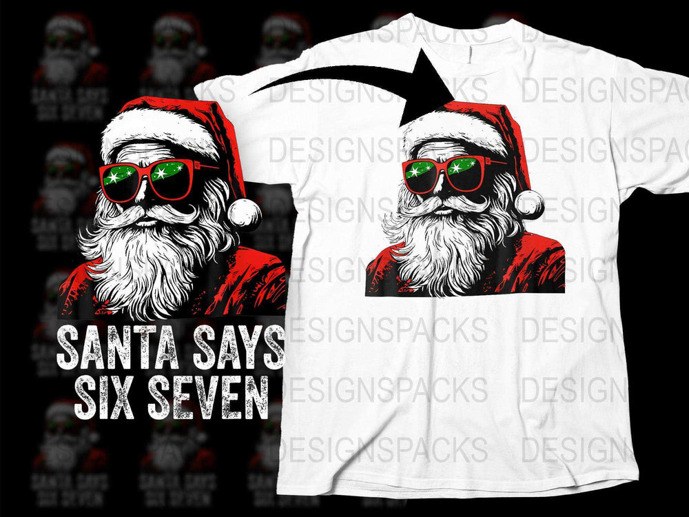 Hip Santa Claus T-Shirt, Christmas Graphic Tee, Cool Santa with Sunglasses and Headphones, Holiday Apparel for Adults and Teens, Festive