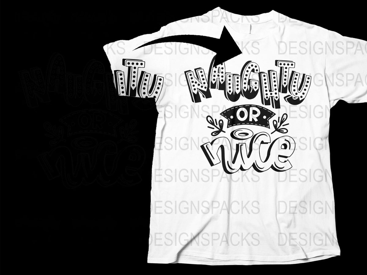 Naughty or Nice Christmas T-Shirt, Funny Holiday Tee, Black and White Graphic Shirt, Festive Apparel