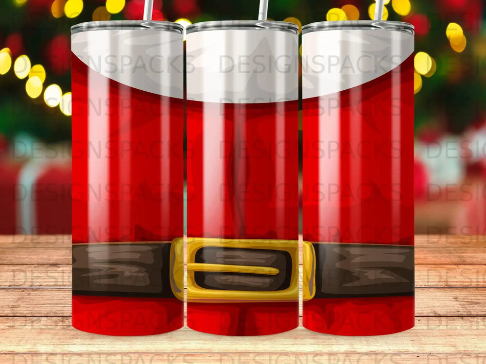 Santa Suit Red White Brown Belt Gold Buckle Tumbler product type
