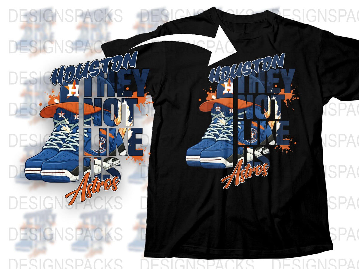 Houston H-Town Love Astros Inspired Graphic T-Shirt, Blue Sneakers Design, Sports Fan Apparel