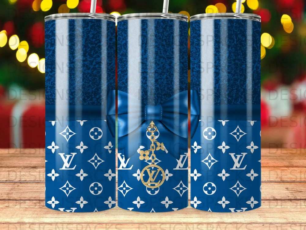 Blue Striped Bow LV Pattern Tumbler Charm product type