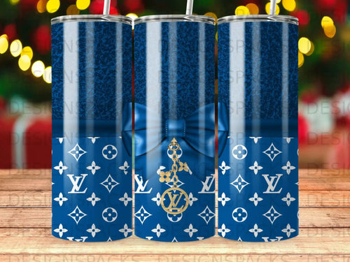 Blue Striped Bow LV Pattern Tumbler Charm product type