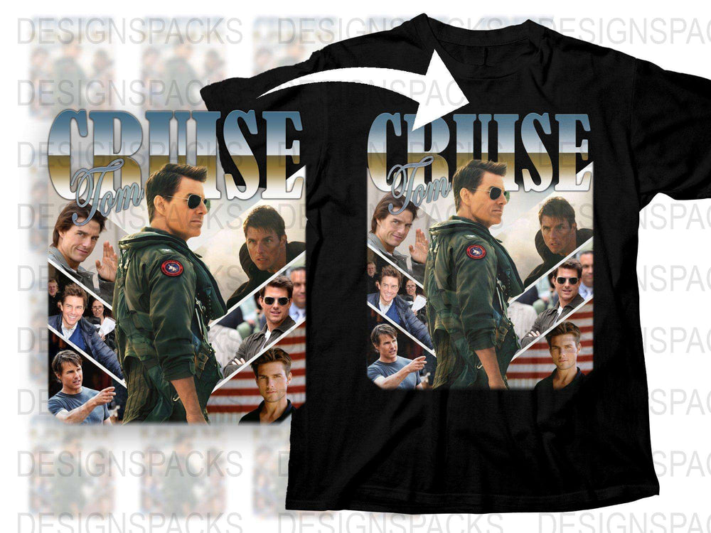 Tom Cruise Top Gun Inspired T-Shirt, Maverick Pilot Movie Graphic Tee, Men's Fashion Black Shirt