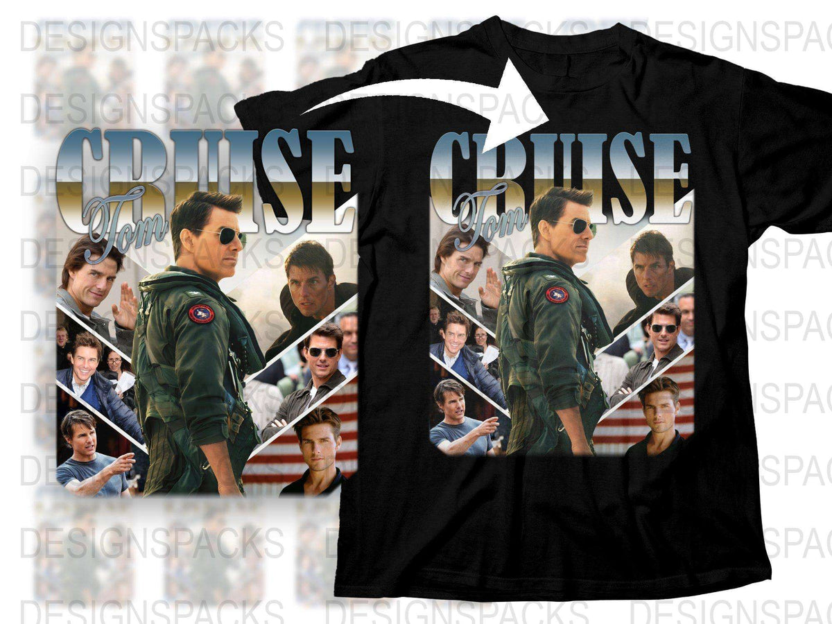 Tom Cruise Top Gun Inspired T-Shirt, Maverick Pilot Movie Graphic Tee, Men's Fashion Black Shirt
