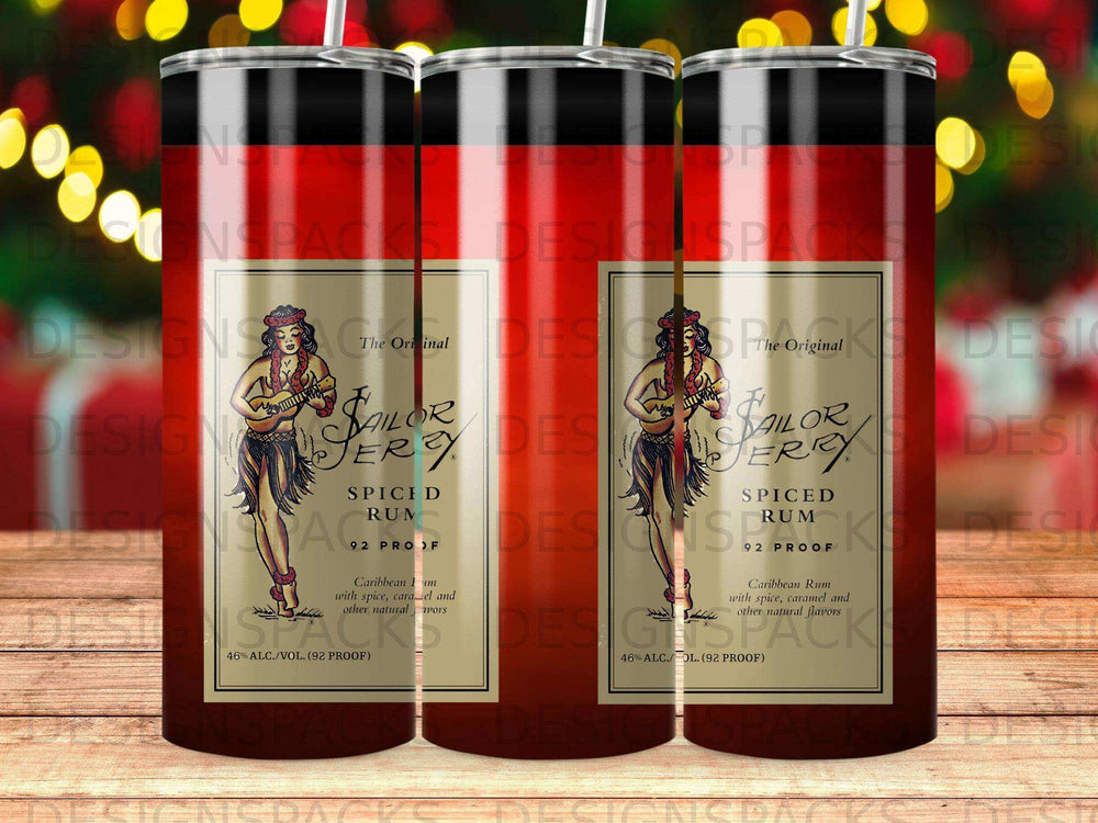 Sailor Jerry Spiced Rum bottle with 92 proof and Caribbean Rum details.