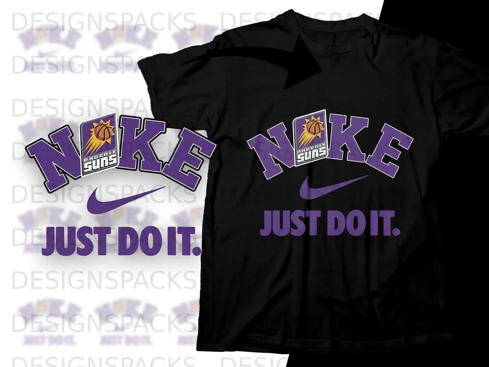 Black Nike t-shirt with Phoenix Suns logo and "Just Do It."