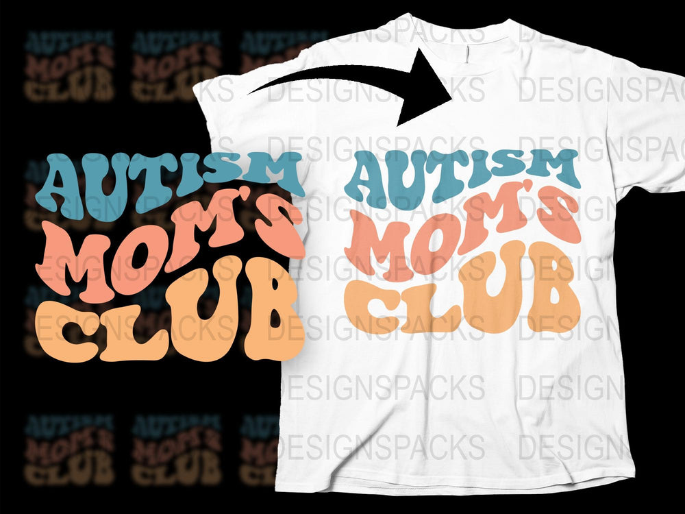 Autism Mom Club T-Shirt, Colorful Support Awareness Tee, Graphic Print Shirt for Moms