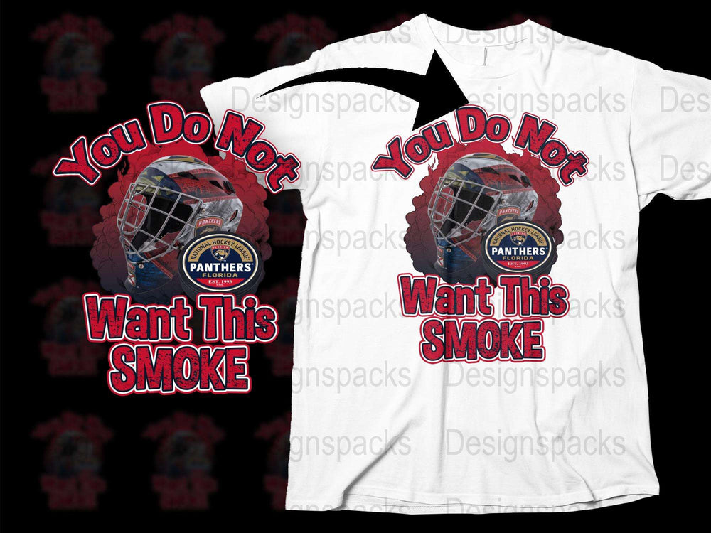 Graphic T-Shirt 'You Do Not Want This Smoke' Funny Sports Fan Tee, Bold Red and White Design