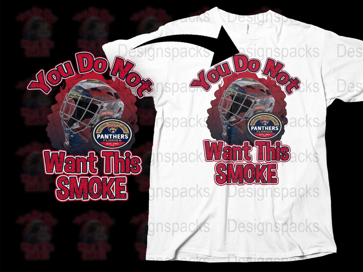 Graphic T-Shirt 'You Do Not Want This Smoke' Funny Sports Fan Tee, Bold Red and White Design