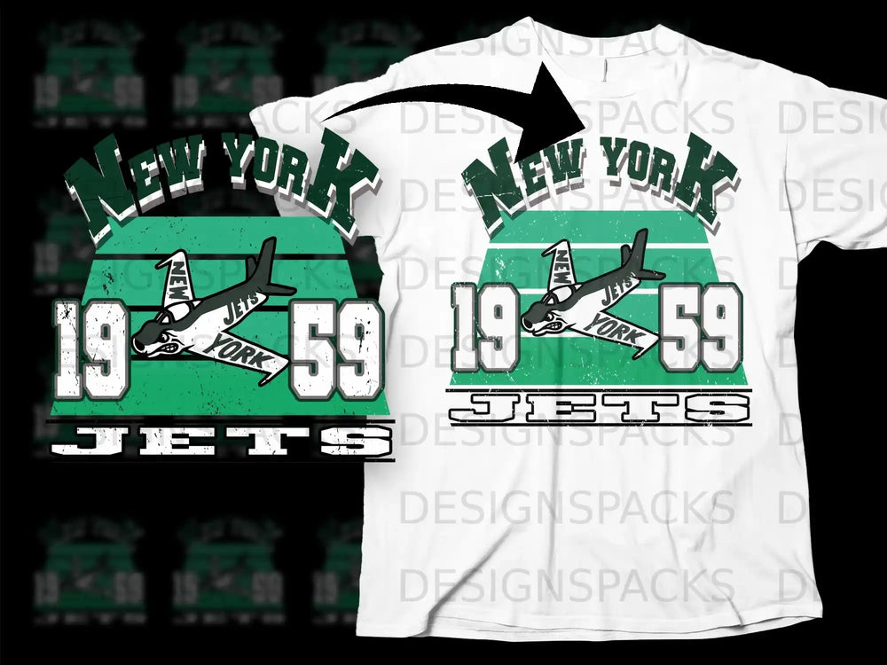 New York Jets 1959 Vintage Style Print T-Shirt