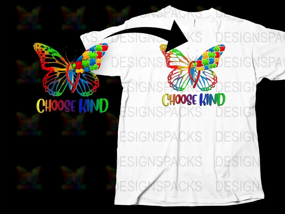 Colorful Butterfly Graphic T-Shirt, Choose Kind Slogan, Vibrant Summer Tee, Unisex Casual Fashion Shirt