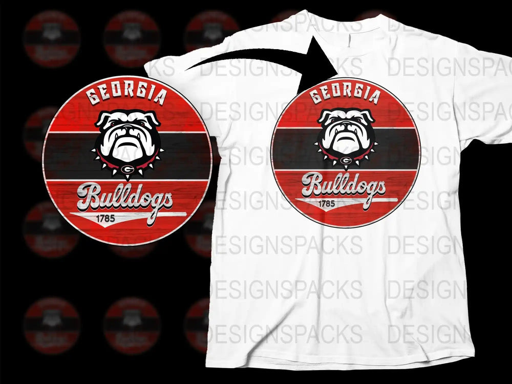 Georgia Bulldogs T-Shirt, Vintage College Logo Tee, Red and White, 1785 Graphic, Sports Fan Apparel