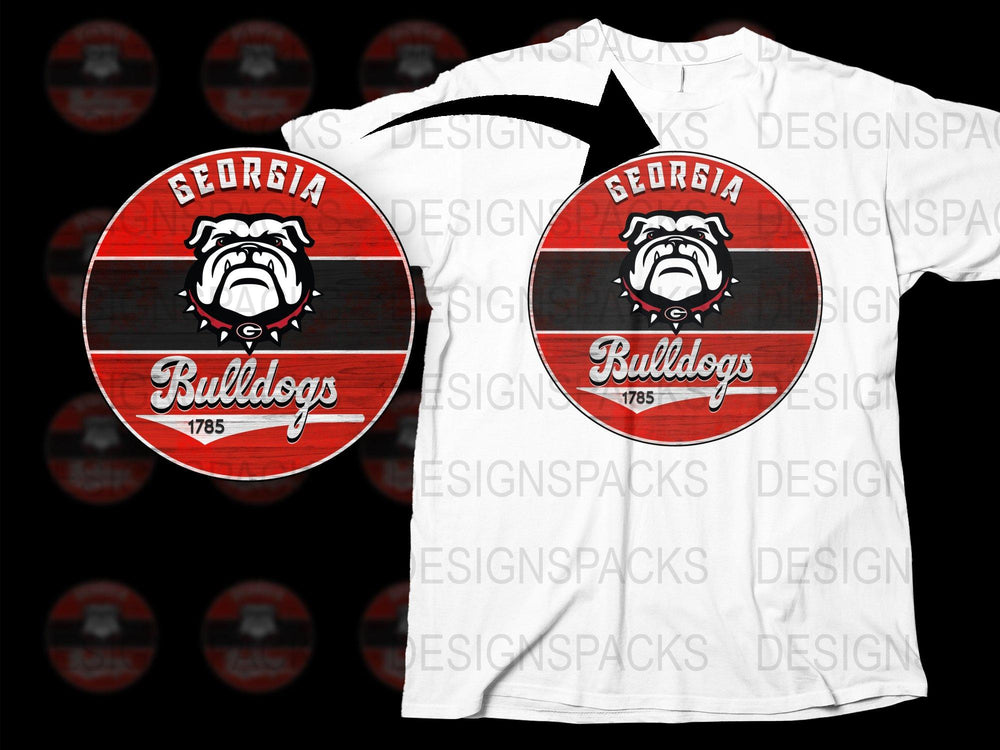 Georgia Bulldogs T-Shirt, Vintage College Logo Tee, Red and White, 1785 Graphic, Sports Fan Apparel