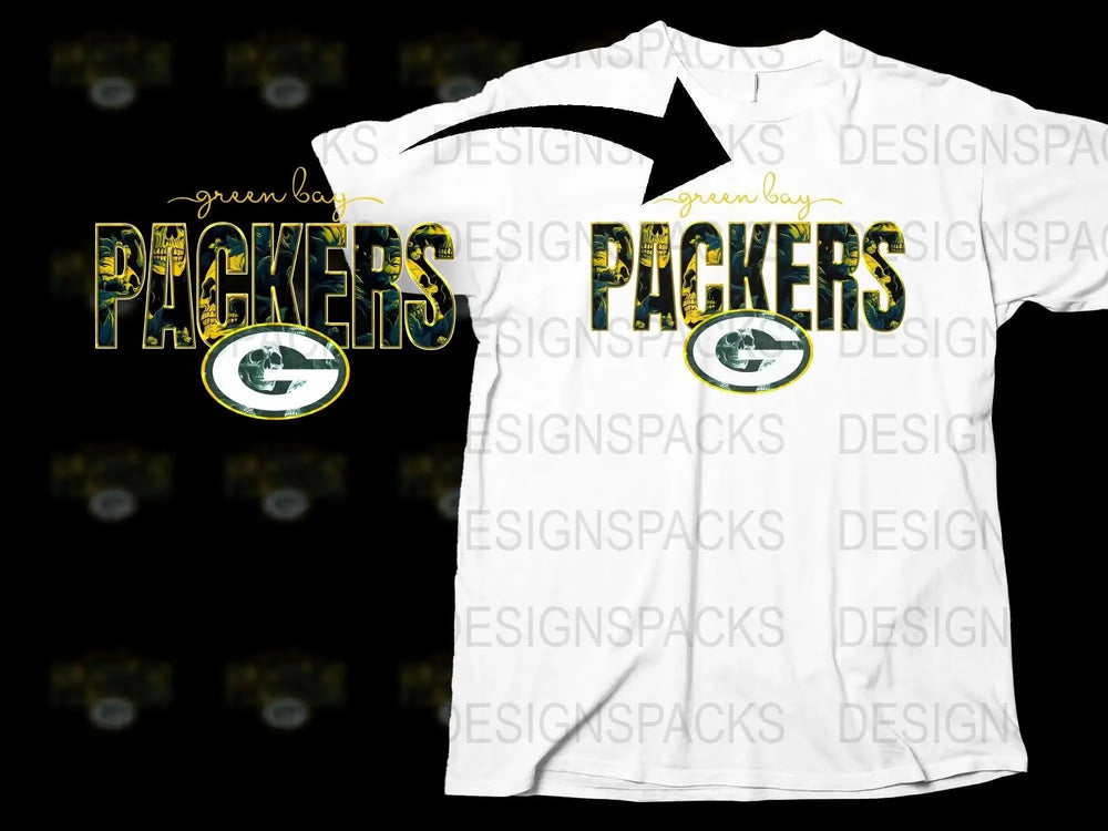 Green Bay Packers Inspired T-Shirt, Sports Team Graphic Tee, White Cotton Shirt, Football Fan Apparel