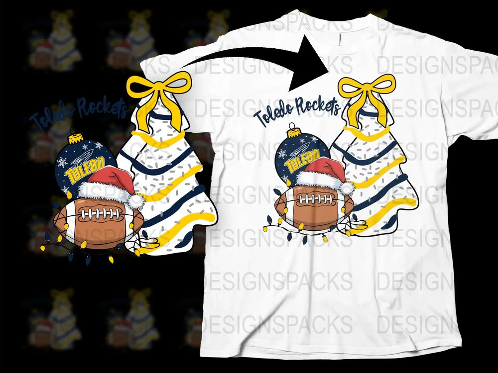 Toledo Rockets Themed Snowman T-Shirt, Christmas Football Graphic Tee, Festive Holiday Apparel for Sports Fans