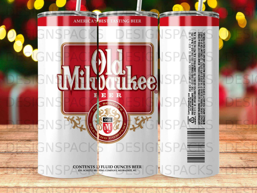 Old Milwaukee Beer can with red, white, and gold branding and text.