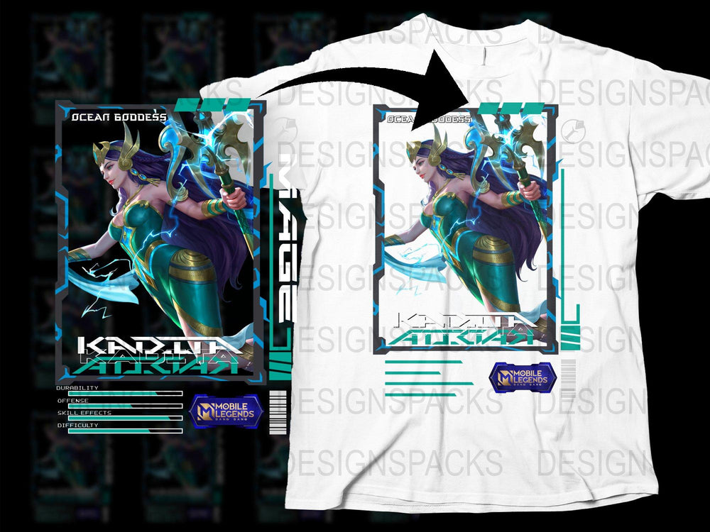 Ocean Goddess Karina Mobile Legends Graphic T-Shirt, Gamer Apparel, Fantasy Art Tee, Unique Gaming Gift, Unisex Clothing