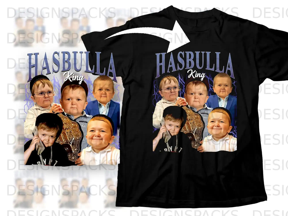 T-shirt with Hasbulla the "King" graphic featuring multiple portraits.