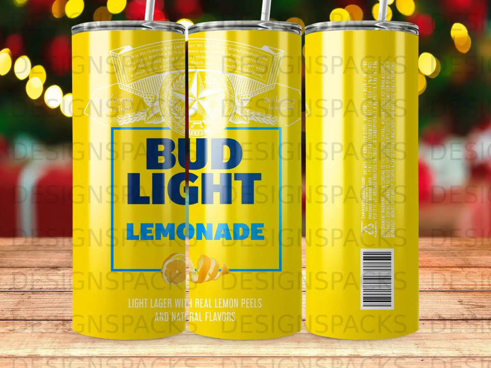 Bud Light Lemonade tumbler with text describing the beer.