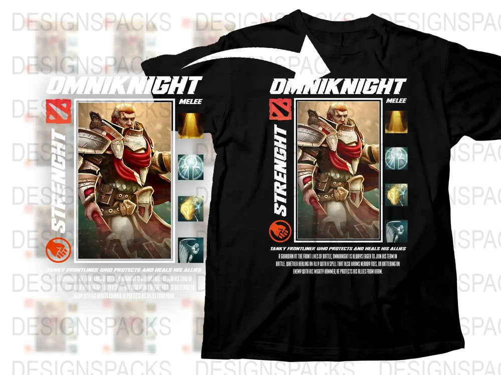 Omniknight Dota 2 Graphic T-Shirt, Gaming Fan Art Tee, Geek Culture Apparel, Unisex Black Shirt