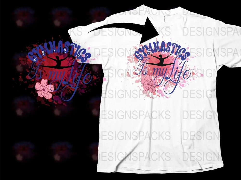 Gymnastics Is My Life T-Shirt, Floral Splash Design, Athletic Tee for Girls and Women, Gift for Gymnasts