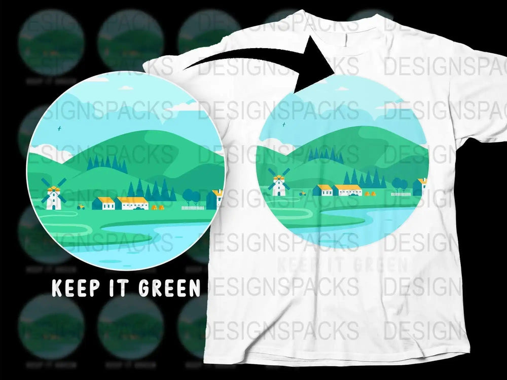 Eco-Friendly T-Shirt, Keep It Green Environmental Message, Cotton Tee with Nature Design, Sustainable Fashion