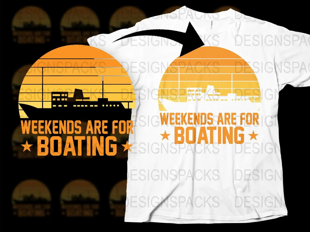 Weekends Are For Boating T-Shirt, Sunset Graphic Tee, Nautical Summer Shirt, Casual Apparel for Boat Lovers
