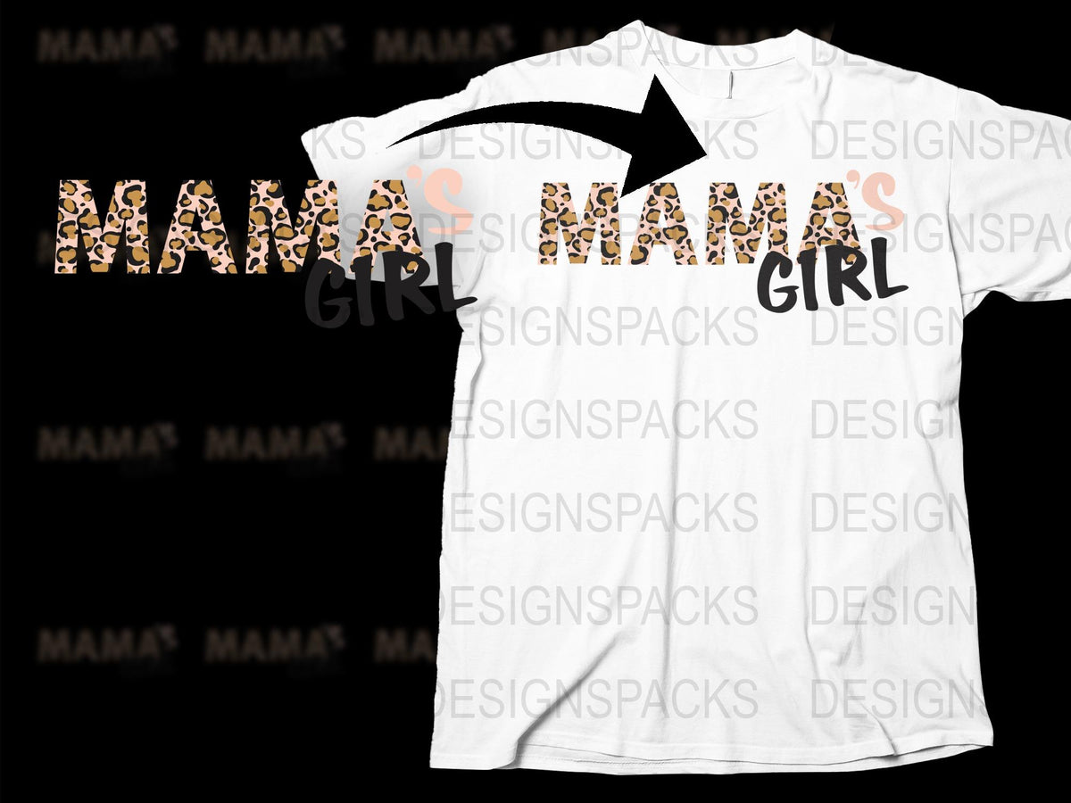 Mama's Girl T-Shirt, Leopard Print, Mother Daughter Matching Outfit, Women's Fashion Tee, Casual Streetwear, Gift for Mom