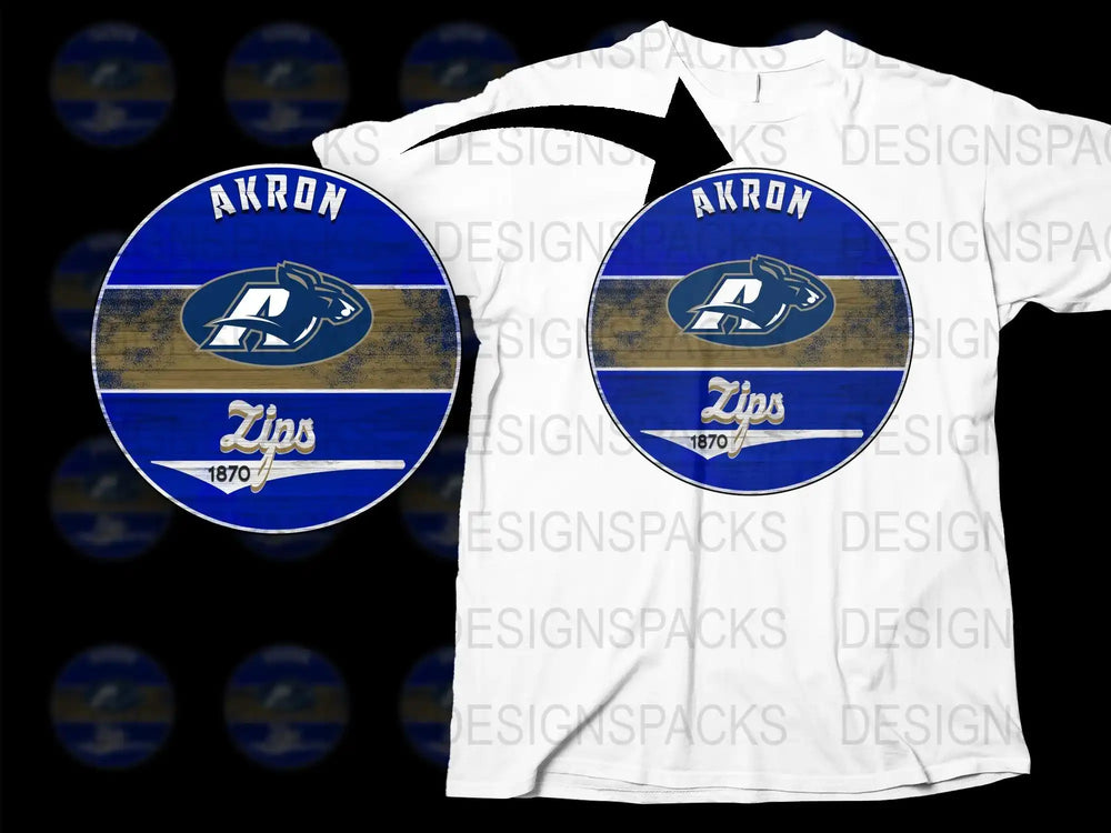 Akron Zips Graphic T-Shirt, Vintage Style College Tee, University of Akron Sports Fan Apparel, Casual Wear