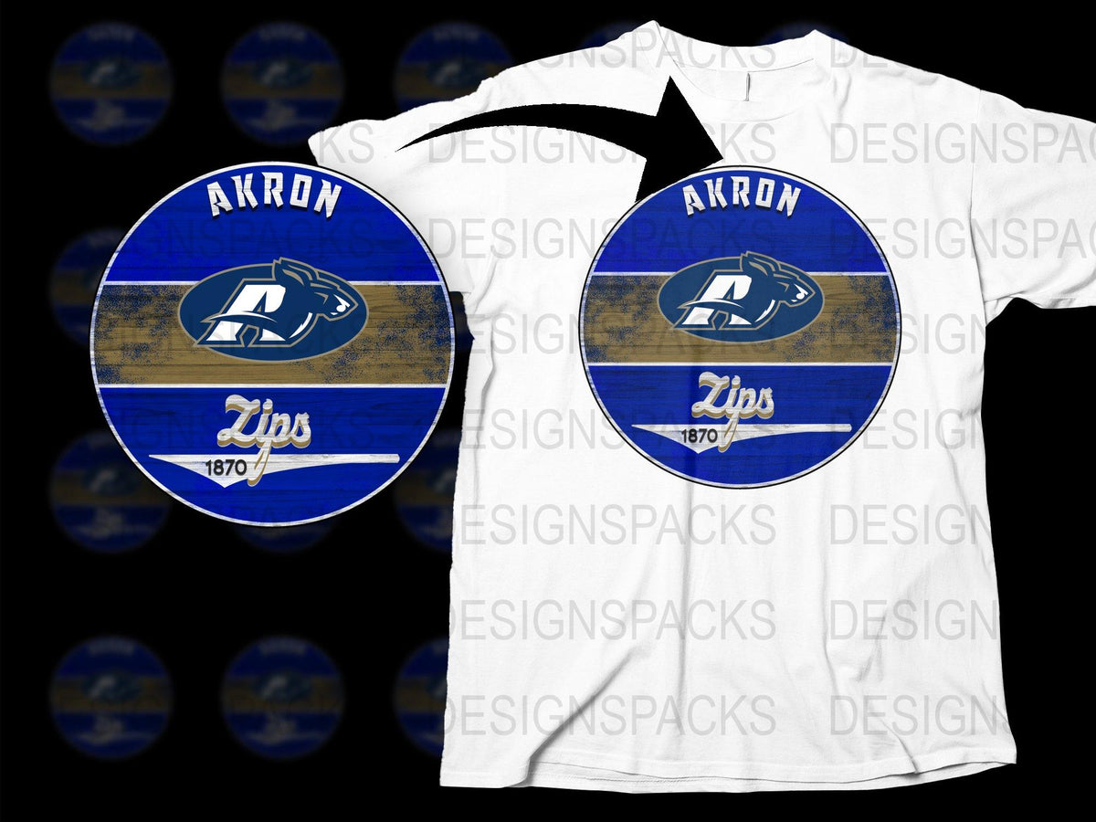 Akron Zips Graphic T-Shirt, Vintage Style College Tee, University of Akron Sports Fan Apparel, Casual Wear