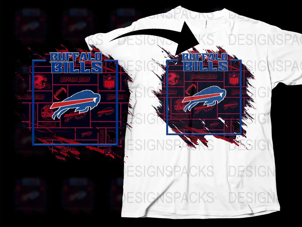 Buffalo Bills Themed T-Shirt, Graphic Design, Sport Fan Apparel, NFL Team, Red and White Color