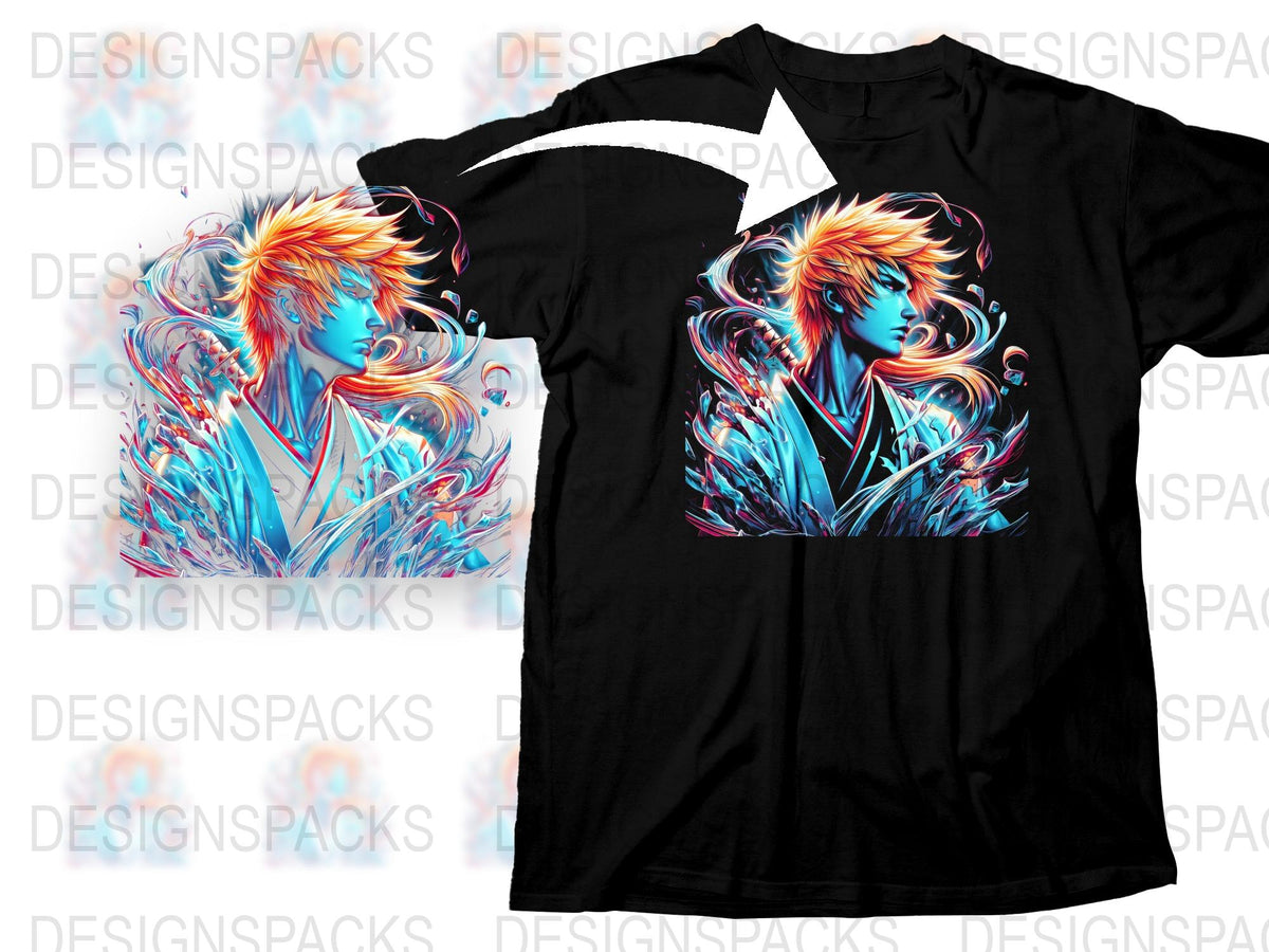 Vibrant Anime Character Graphic T-Shirt, Colorful Neon Art Print, Unisex Anime Tee, Fashionable Streetwear, Casual Cool Design Shirt