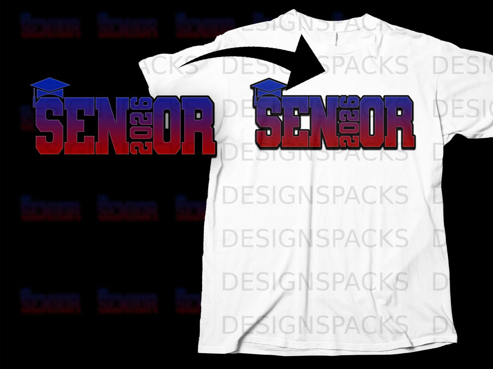Senior 2026 graphic with graduation cap on a white t-shirt.