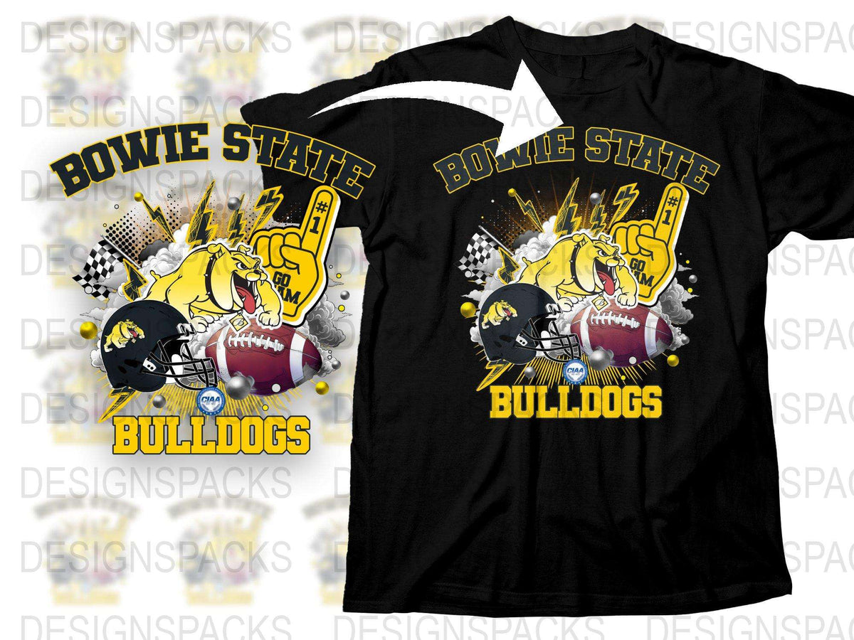 Bowie State Bulldogs Graphic T-Shirt, College Football Fan Tee, Black and Yellow Design, Unisex Sports Apparel