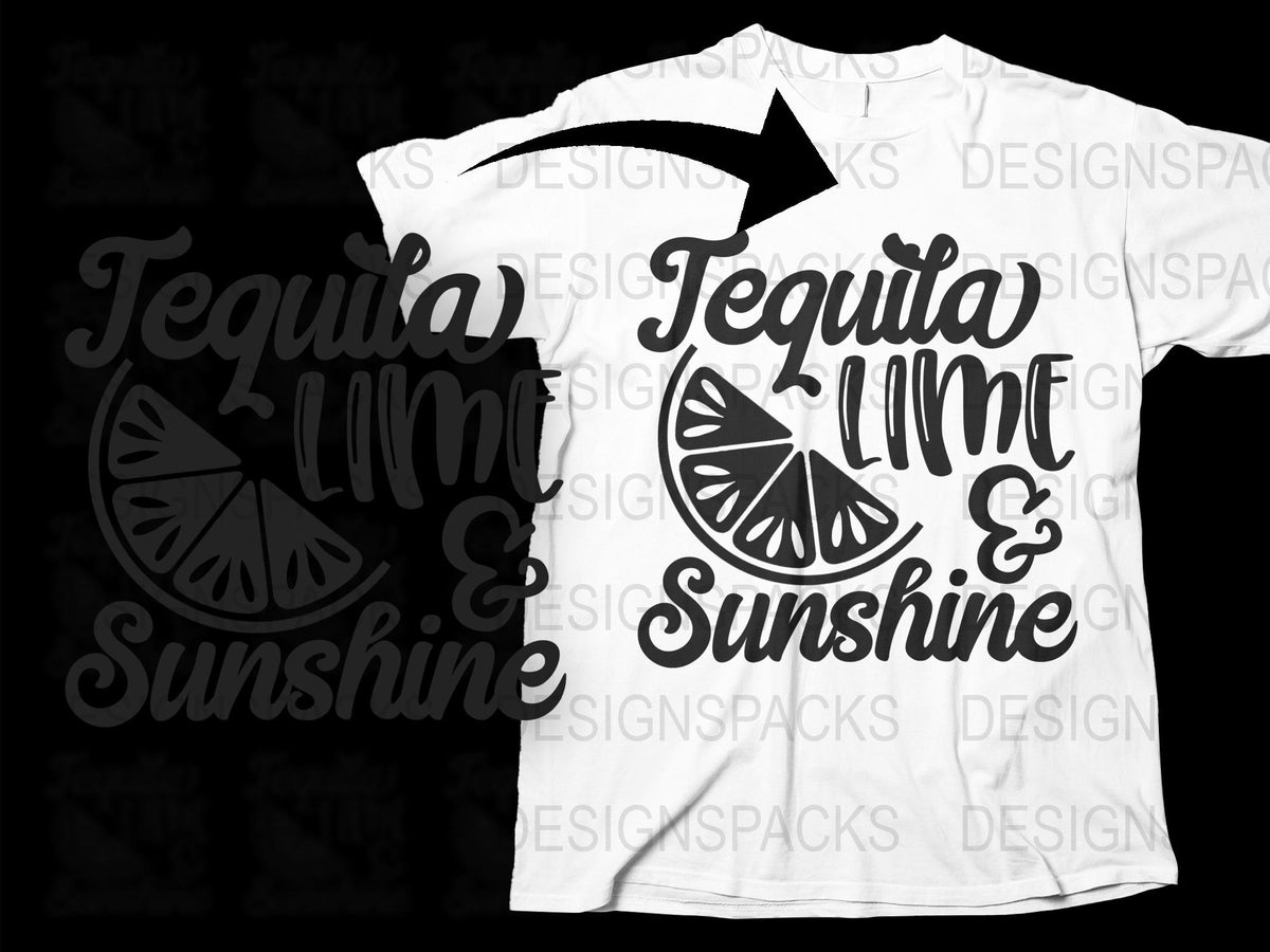 Tequila Lime and Sunshine T-Shirt, Summer Party Tee, Casual White Graphic Shirt, Unisex Fashion Top
