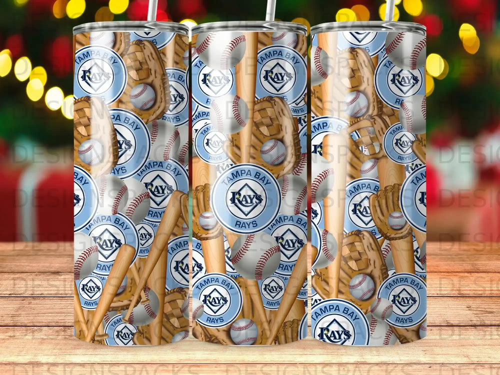 Tampa Bay Rays baseball theme with bats, gloves, and baseballs pattern.