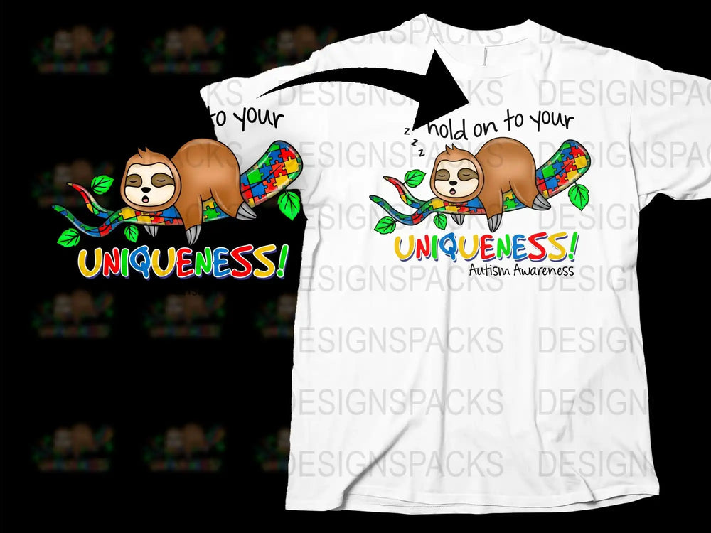 Autism Awareness T-Shirt, Unique Sloth Design, Colorful Puzzle Pieces, Unisex Fashion