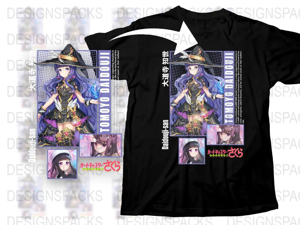 Anime Graphic T-Shirt, Black Cotton Tee, Japanese Text, Manga Character Design, Stylish Casual Wear, Unique Cosplay Apparel