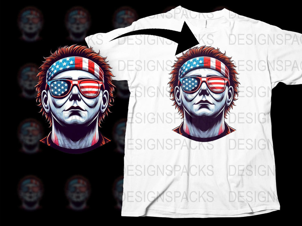 Patriotic American Flag Sunglasses Graphic T-Shirt, Cool USA Themed Men's Fashion Tee