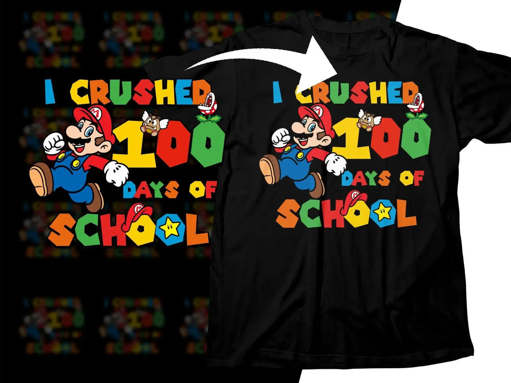 Mario 100 Days of School T-Shirt Design