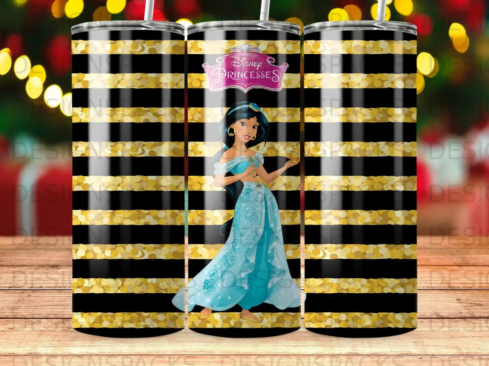 Disney Princesses Jasmine Black Gold Glitter Stripes product type