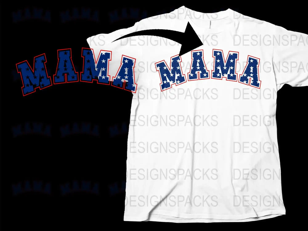 Mama T-Shirt, Patriotic Design, Red Blue Lettering, Mother's Day Gift, Casual Wear Women's Tee