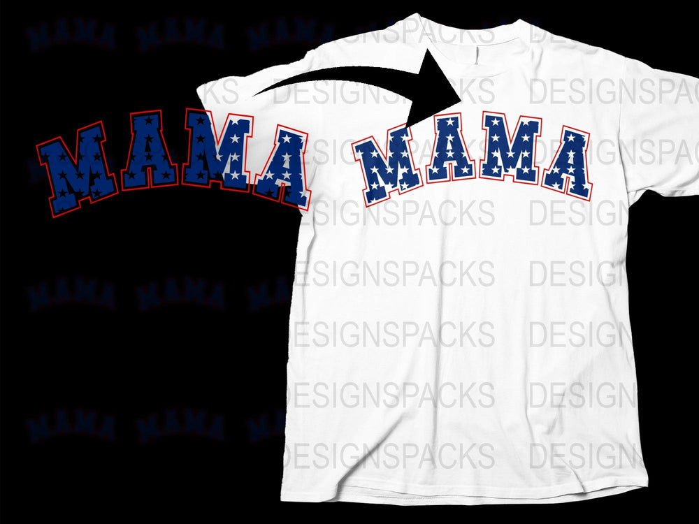 Mama T-Shirt, Patriotic Design, Red Blue Lettering, Mother's Day Gift, Casual Wear Women's Tee