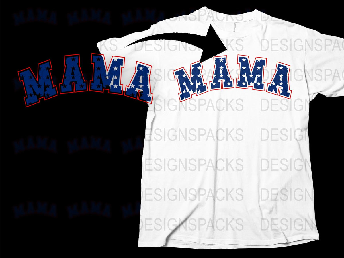 Mama T-Shirt, Patriotic Design, Red Blue Lettering, Mother's Day Gift, Casual Wear Women's Tee