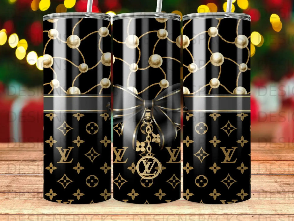 Black Gold LV Monogram Pearl Chain Bow Tumbler product type