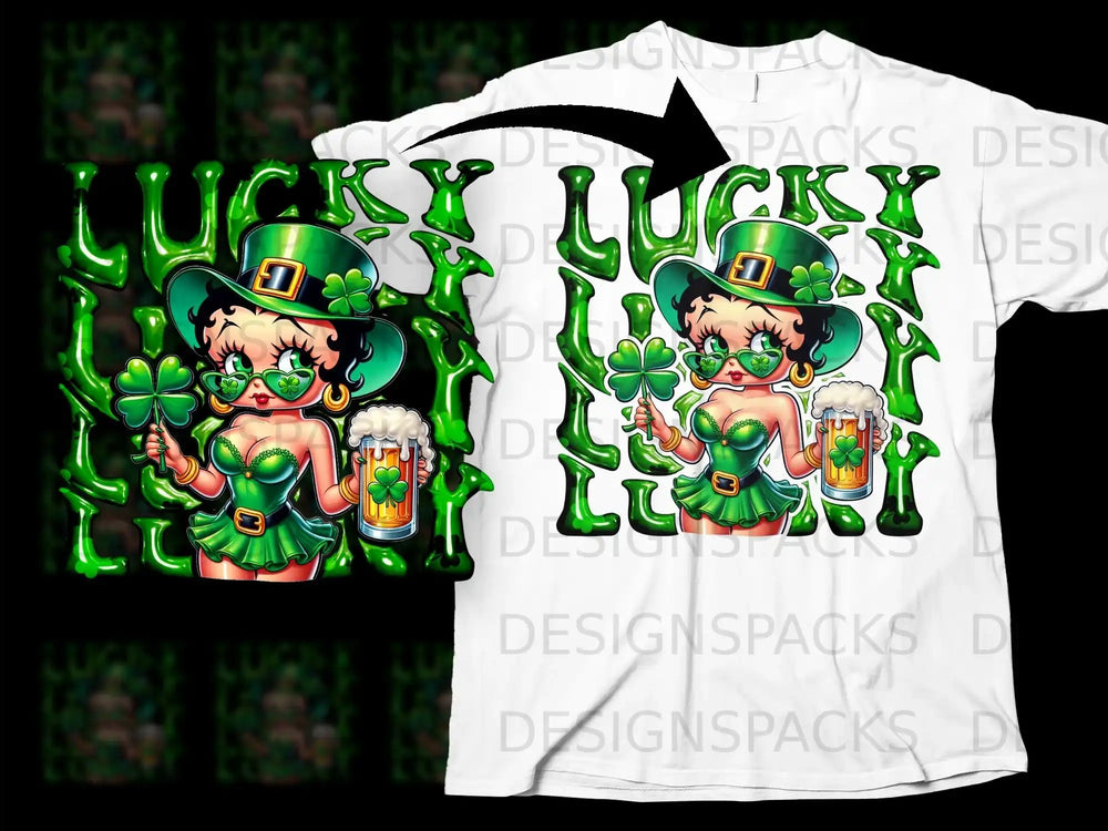 Lucky Irish St Patrick Day Betty Boop Style Clover Beer product type